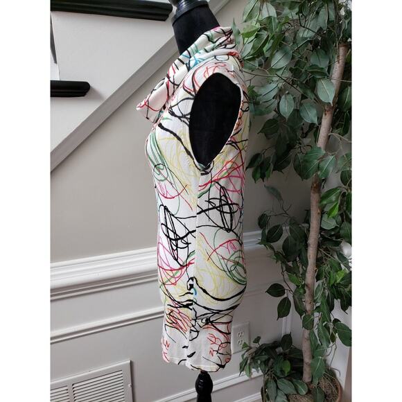 Joseph A. Sweater Womens 1X White Geo Print Rayon Cowl Neck Sleeveless Pullover - Picture 10 of 11